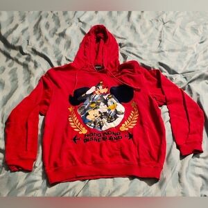 VTG‎ Disneyland Hong Kong Embroidered Graphic Hoodie Red Men's Large.